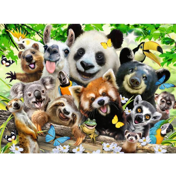 Puzzle XXL de 300 piezas: El selfie de los animales salvajes - Ravensburger-12893