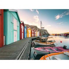 500 piece puzzle - Floating houses in Smögen , Sweden