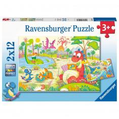 Puzzles 2 x 12 piezas: Mis dinosaurios favoritos