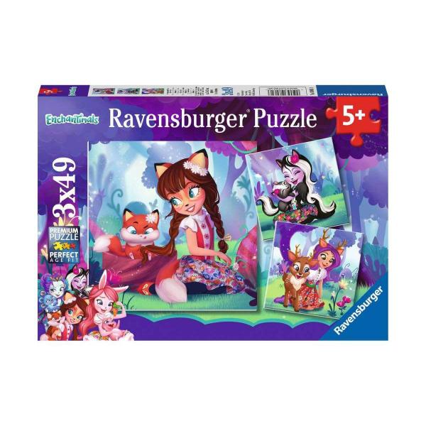 Puzzle de 3 x 49 piezas: el maravilloso mundo de enchantimals - Ravensburger-80618