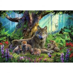 1000-teiliges Puzzle - Wolfsfamilie im Wald