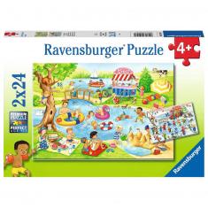 Puzzle 2 x 24 Teile: Erholung am See