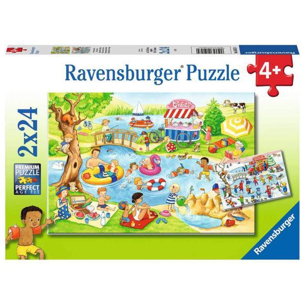 Puzzle 2 x 24 Teile: Erholung am See - Ravensburger-05057