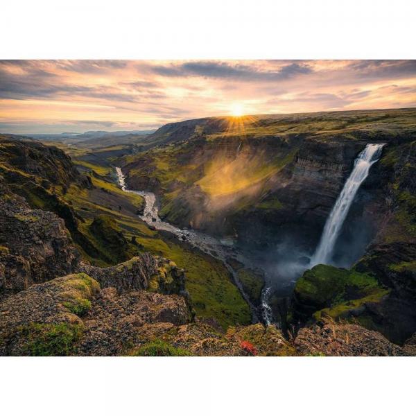 1000 pieces puzzle: Háifoss waterfall, Iceland  - Ravensburger-12000110