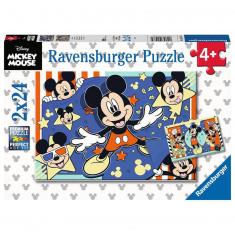 Puzzles 2 x 24 piezas: Disney Mickey Mouse: En el cine 