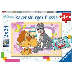 Puzzles 2 x 24 pièces : Les chiots Disney