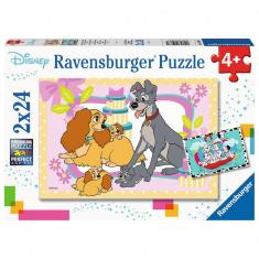 Puzzles 2 x 24 piezas: Cachorros Disney