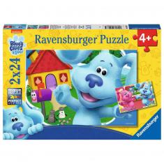 Puzzles 2 x 24 piezas: Azul y sus amigos: Amigos Azul y Magenta