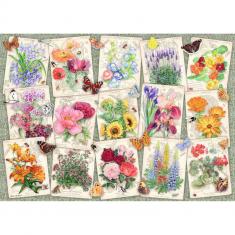 Puzzle 1000 pièces - Affiches de fleurs du jardin