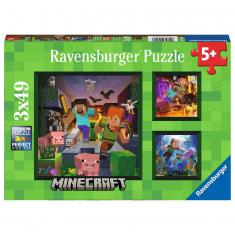 Puzzles 3 x 49 pieces: Minecraft biomes