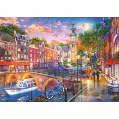 1000 piece puzzle - Sunset over Amsterdam