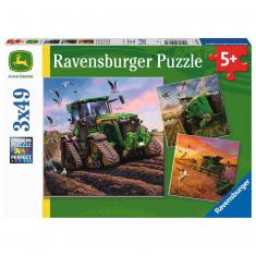 Puzzles 3 x 49 piezas: Estaciones, John Deere