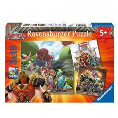 3 x 49 pieces puzzle gormiti: good versus evil