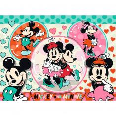 Puzzle 150 pièces XXL : Disney Mickey Mouse : Mickey et Minnie amoureux