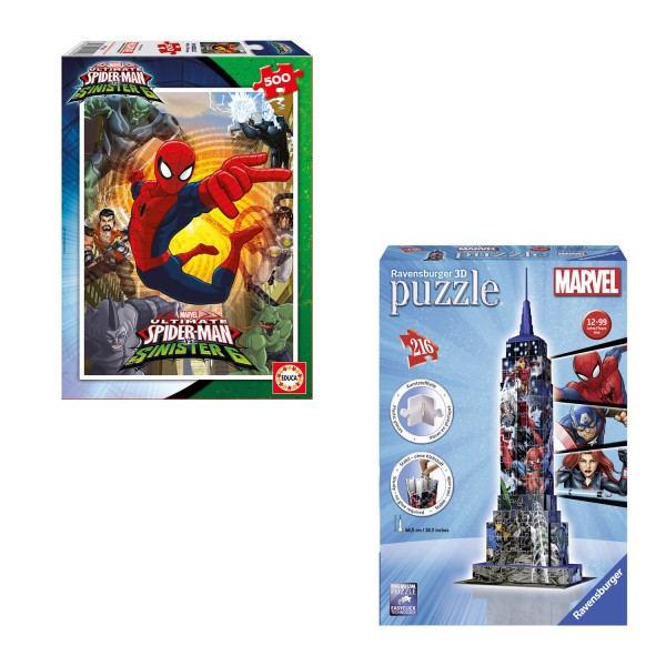 Pack de 2 puzzles de 500 et 216 pièces : Avengers et Spiderman - KIT00072
