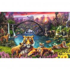 Puzzle 3000 pièces : Tigres au lagon