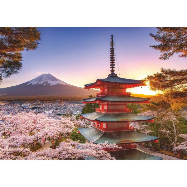 Puzzle 1000 pièces : Cerisiers en fleurs du Mont Fuji - Ravensburger-17090