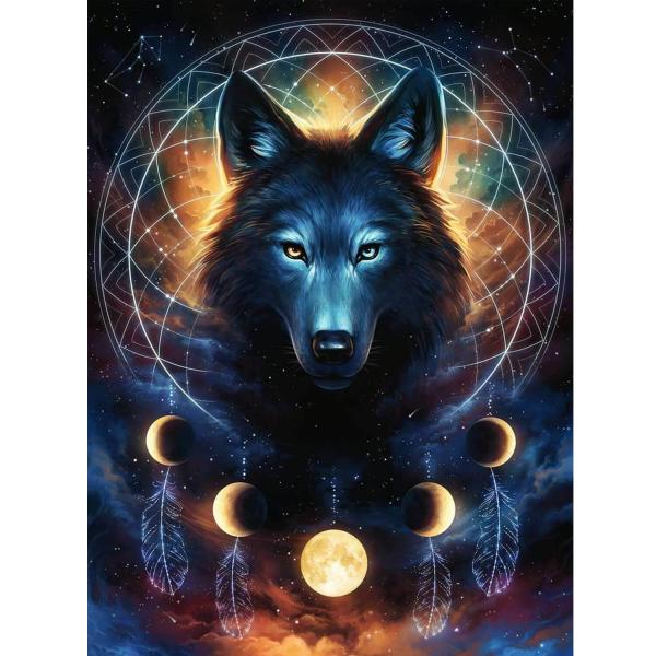 Glow in the dark 500 pieces puzzle: Star Line: Luminous wolf - Ravensburger-13970