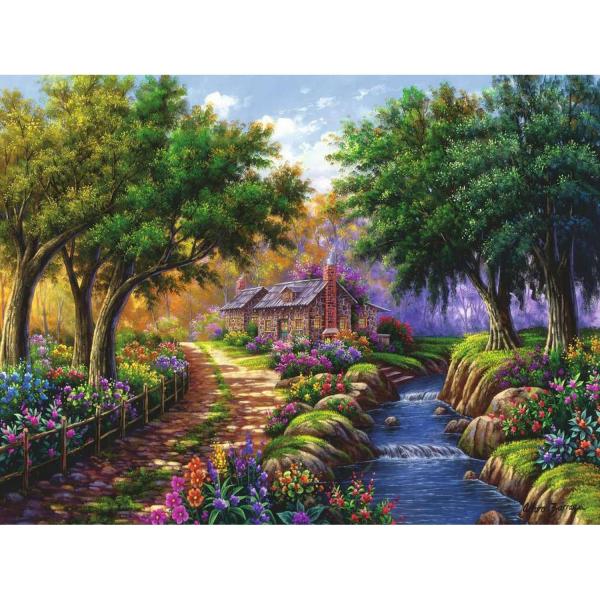 Puzzle 1500 pièces - Cottage au bord de la rivière - Ravensburger-12000735