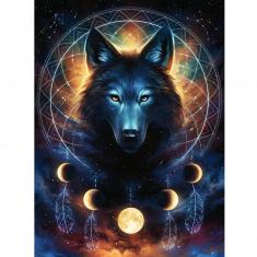 Im Dunkeln leuchtende 500 Teile Puzzle: Star Line: Leuchtender Wolf
