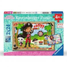 2 x 24 piece puzzles: Pirate party, Gabby's Dollhouse