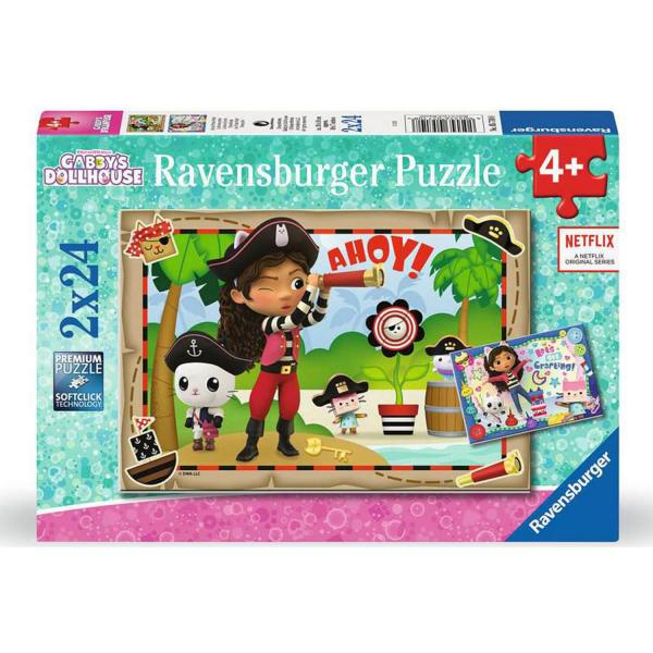 2 x 24 piece puzzles: Pirate party, Gabby's Dollhouse - RAVENSBURGER-57108