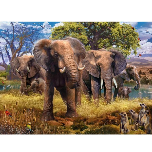 500 pieces puzzle: Elephant family - Ravensburger-15040