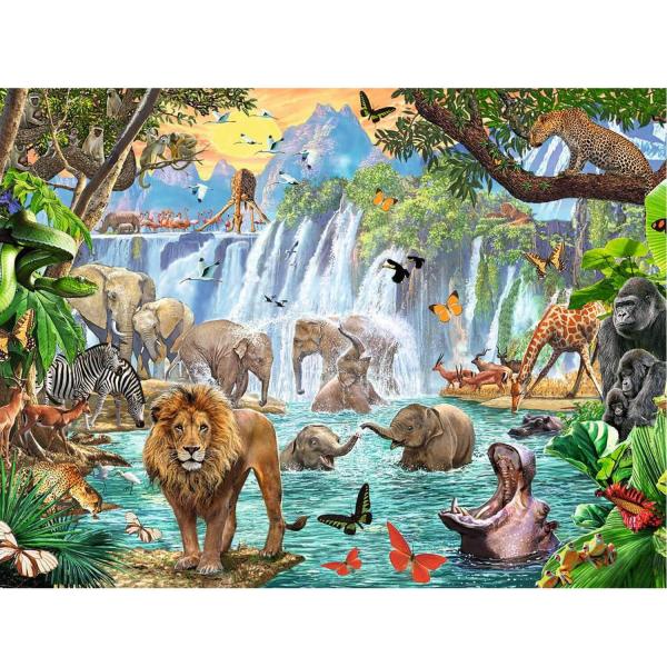 1500 pieces puzzle: Waterfall in the jungle - Ravensburger-16461