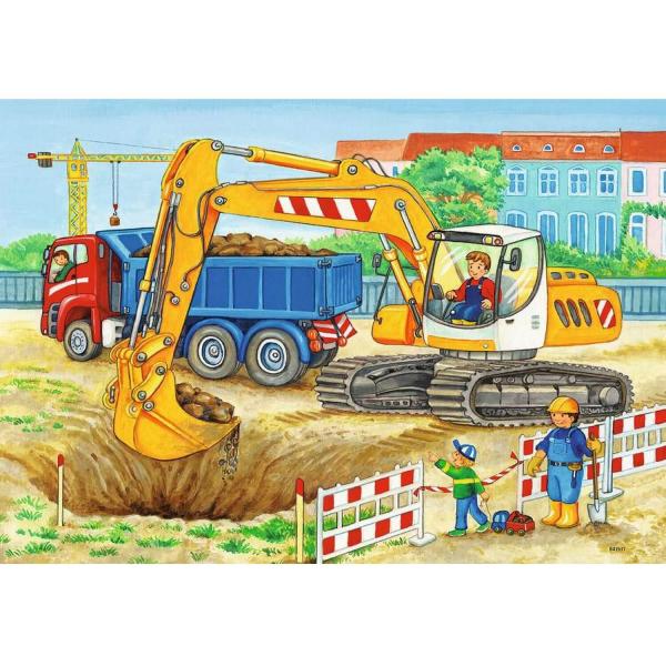 2 x 12 piece puzzles: Construction site and farm - Ravensburger-076161