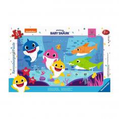 Puzzle cadre 15 pièces : les aventures de baby shark
