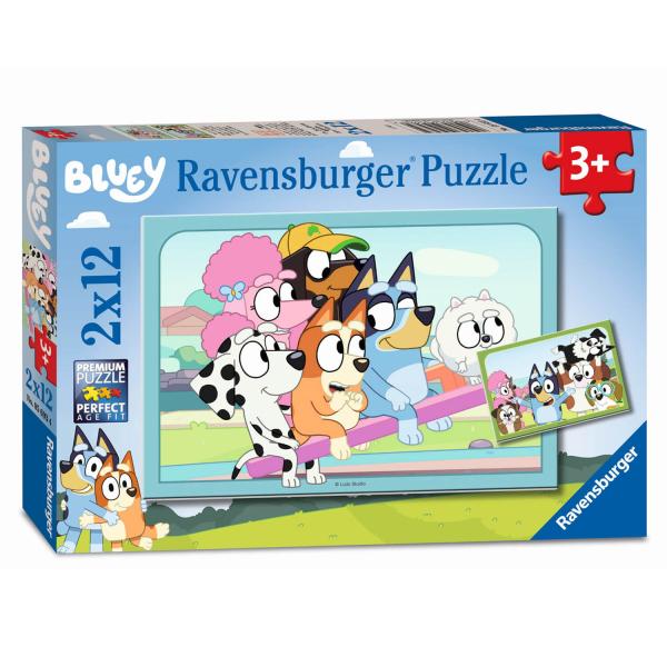 Puzzles 2 x 12 piezas: Divertirse con Bluey - Ravensburger-05693