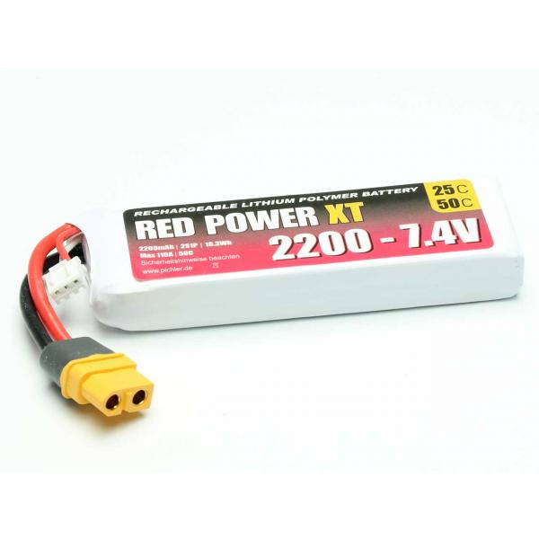 Accu Lipo RED POWER XT 2S 2200mAh 7,4V XT60 - 15418