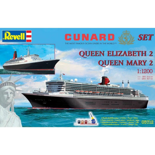 Maquettes bateaux : Cunard Set : Queen Elizabeth 2 et Queen Mary 2 - Revell-05712