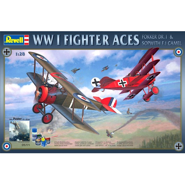 Maquettes avions : Coffret WWI Fighter Aces : Fokker Dr.I & Sopwith F.1 Camel - Revell-05771