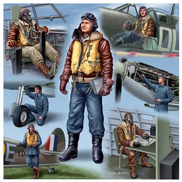 Figurines 2ème Guerre Mondiale : Pilotes et personnels au sol Royal Air Force - Revell-02401