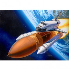 Maqueta de transbordador: transbordador espacial Discovery y cohetes propulsores