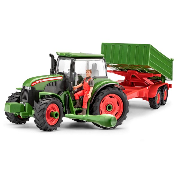 Maqueta de tractor: Junior Kit: Tractor con remolque con figura - Revell-00817