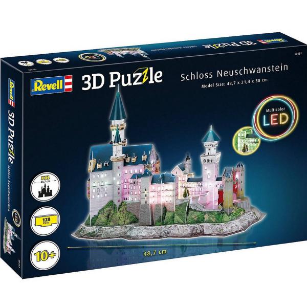 Puzzle 3D 128 piezas: Castillo de Neuschwanstein edición led - revell-151