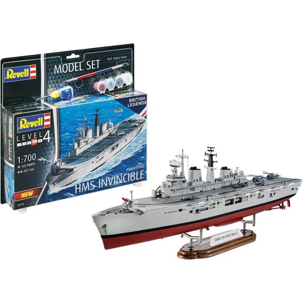 Maqueta de barco: Conjunto de Maquetas: Leyendas británicas: HMS Invincible (Guerra de las Malvinas) - Revell-65172