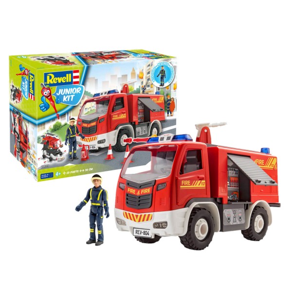 Maqueta de camión: Junior Kit: Camión de bomberos con figurilla - Revell-00819