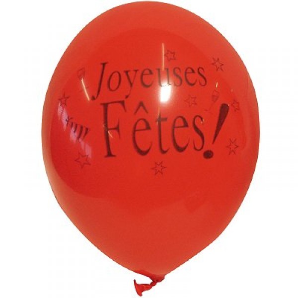 Ballons de baudruche Joyeuses Fêtes : Sac de 10 ballons - Rubies-410214