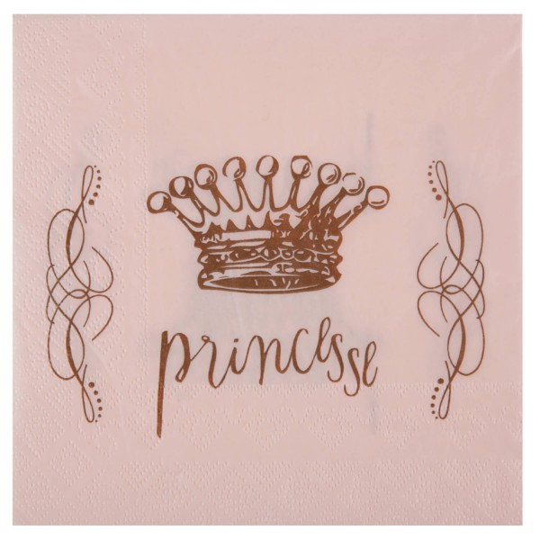 Lot de 20 serviettes en papier roses Princesse - 3948-05