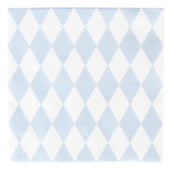 Lot de 20 serviettes losanges bleu clair - MLD-SELOBLCL