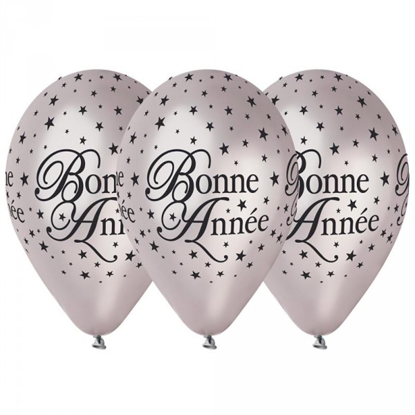 Ballon Latex Argent - Bonne Année x50 - BA21465/ARGENT
