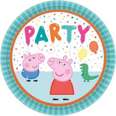 8 Assiettes rondes en carton Peppa Pig