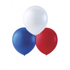 Ballons de baudruche Bleus Blancs Rouges x10