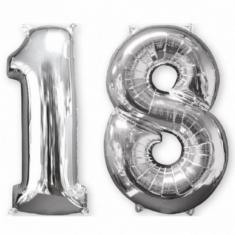 Ballon Aluminium 66 cm : 18 ans - Argent