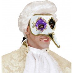 Masque Vénitien Long Nez - Violet et Noir