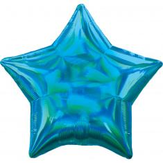 Ballon aluminium etoile 48 cm : Bleu cyan