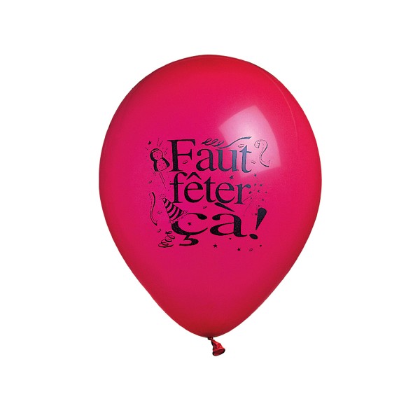 Sachet De 10 Ballons Multicolores ''Faut Fêter Ça'' - 0405